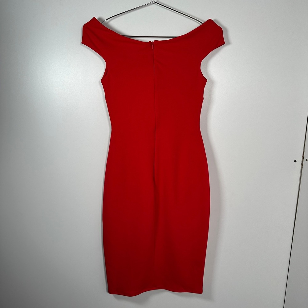 Red Off the Shoulder Twist Front Dress Wedding Guest Cocktail Party Size 6 - Picture 3 of 9